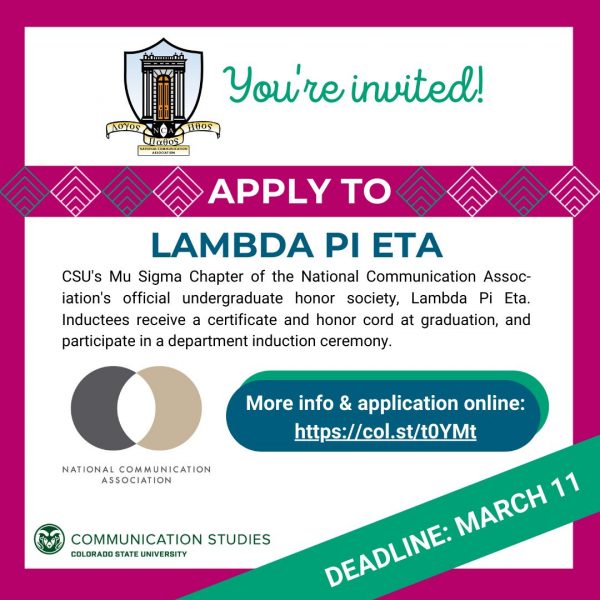 Invitation to apply to Lambda Pi Eta