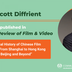 Decorative image featuring logo of Communication Studies Department at CSU, photo of Dr. Scott Diffrient, and text "Dr. Scott Diffrient published in Quarterly Review of Film & Video 'A Critical History of Chinese Film Remakes: From Shanghai to Hong Kong to Beijing and Beyond'"