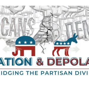 Republicans vs. Democrats with illustrations of an elephant and donkey