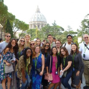 A group of communication studies students in Rome