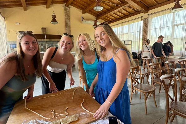 Students making pasta