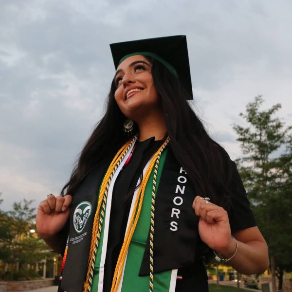 Claudia Perez graduation picture from Colorado State University in 2020