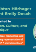 Decorative image featuring photos of Dr. Julia Khrebtan-Hörhager and Emily Dosch and text: "Dr. Julia Khrebtan-Hörhager & M.A. student Emily Dosch published in Communication, Culture, and Critique. 'Beyond bad hombres, mamacitas, and borders: Rethinking representation of Mexicanidad in 2017 animation Coco'"
