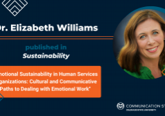 Decorative image featuring photo of Elizabeth Williams and the text "Dr. Elizabeth Williams published in Sustainability" and the title of her article